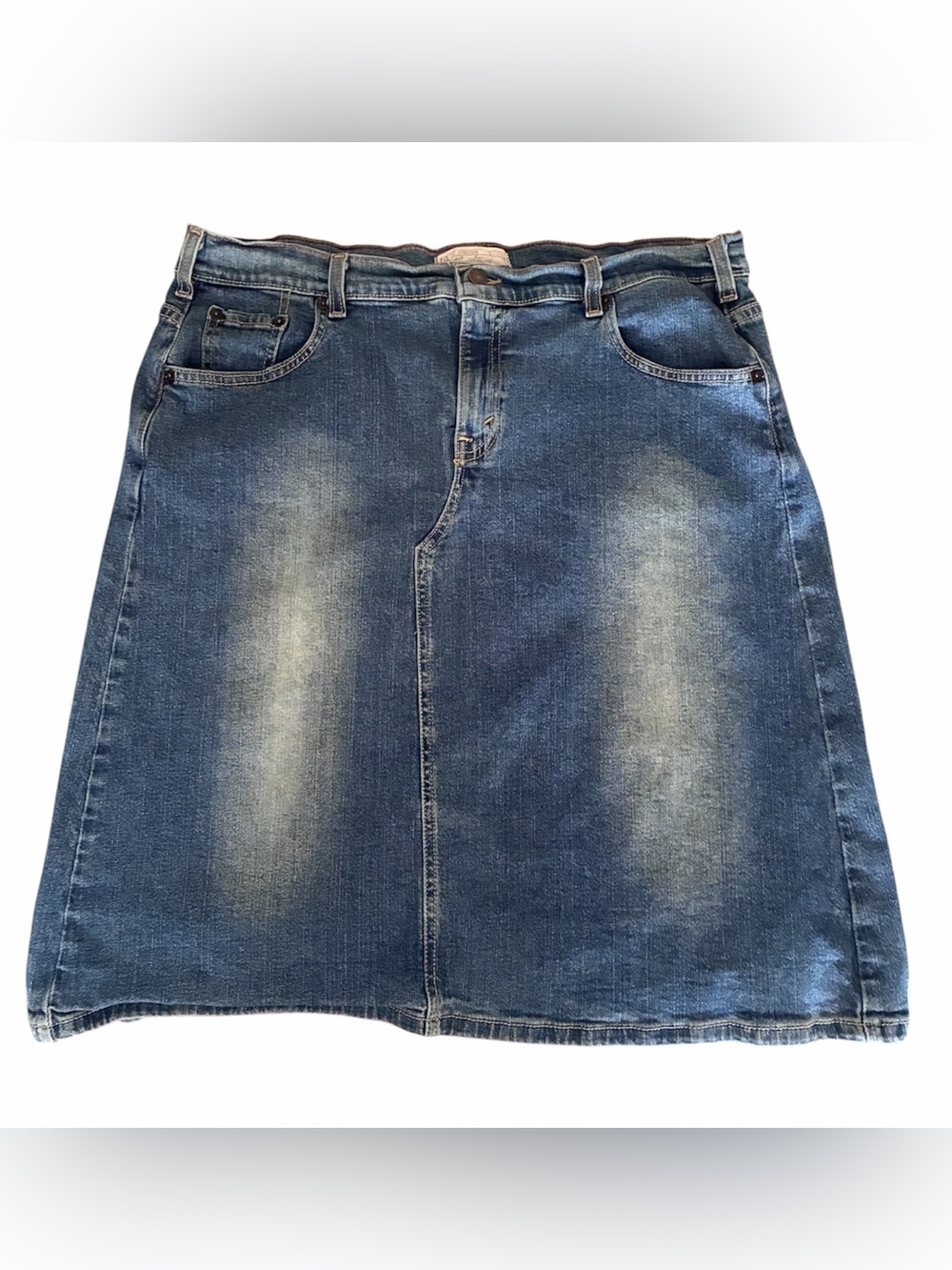 Levi's Blue Washed Denim Midi Skirt Sz 16